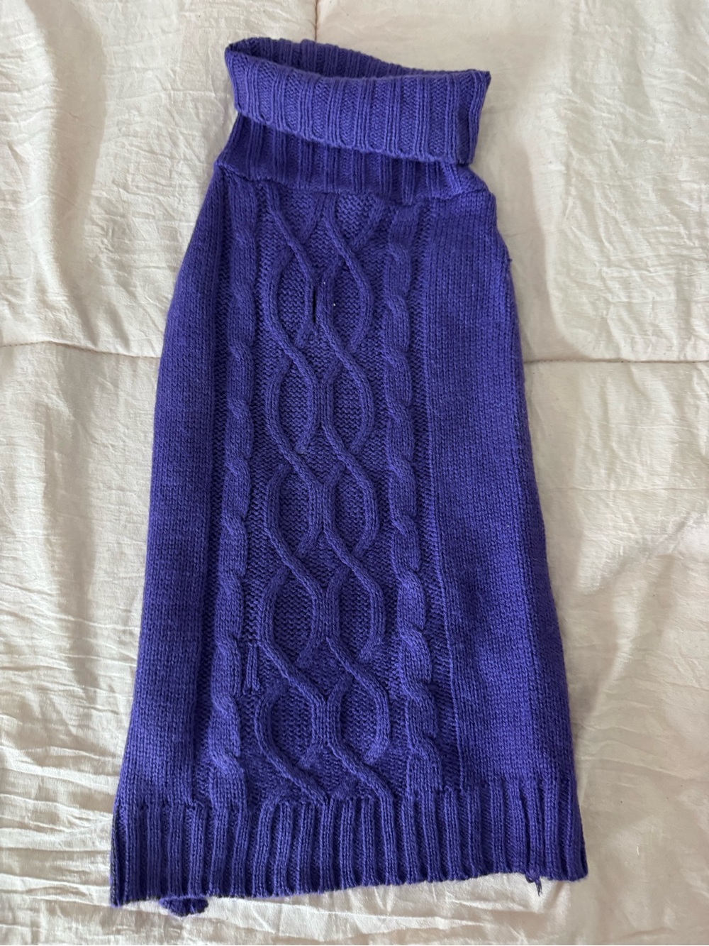 Cable-Knit Purple Wool Blend Dog Jacket